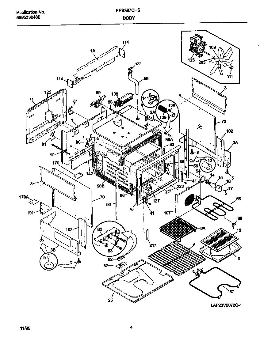 Frigidaire FES387CHSC body diagram