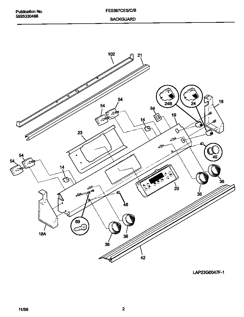 Frigidaire FES367CETF backguard diagram