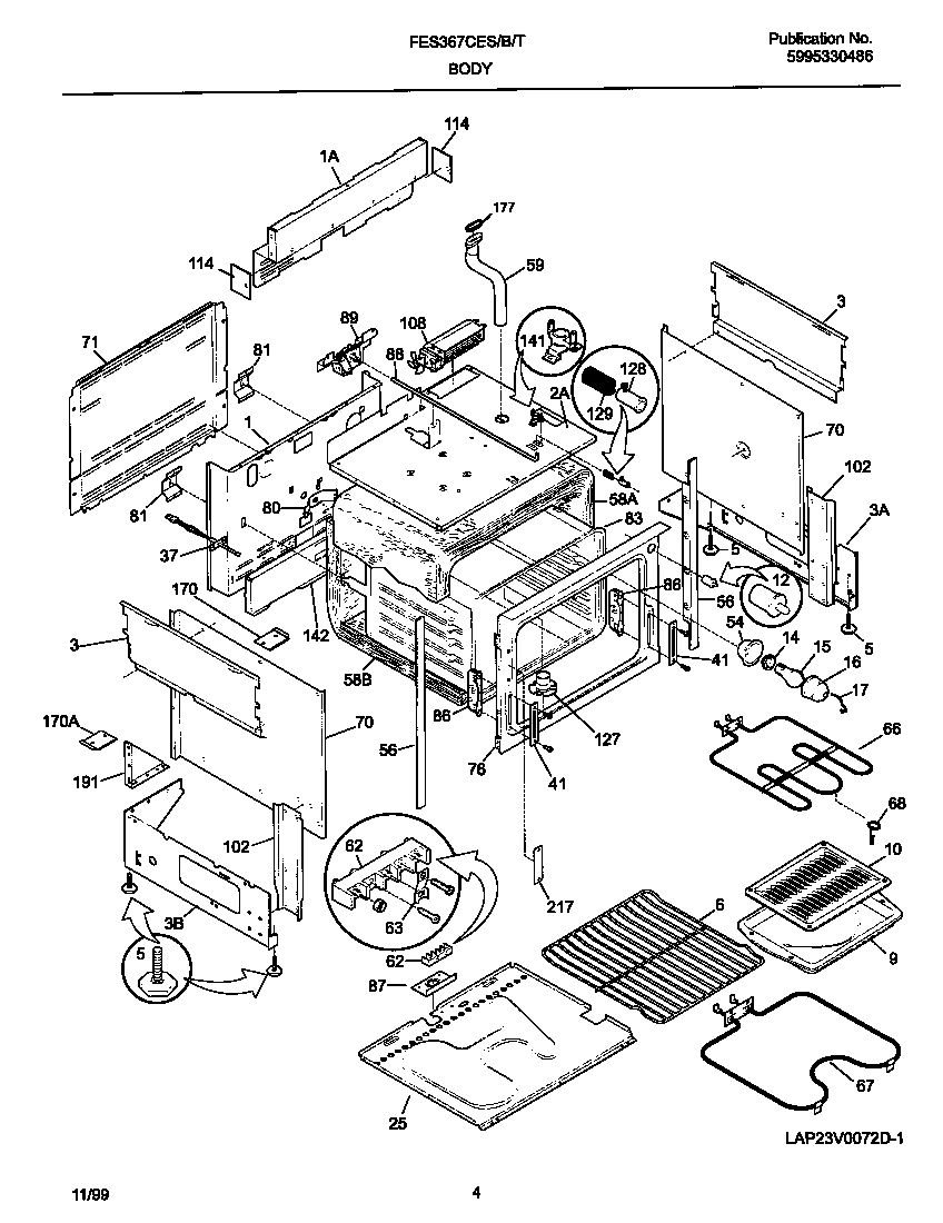 Frigidaire FES367CETF body diagram