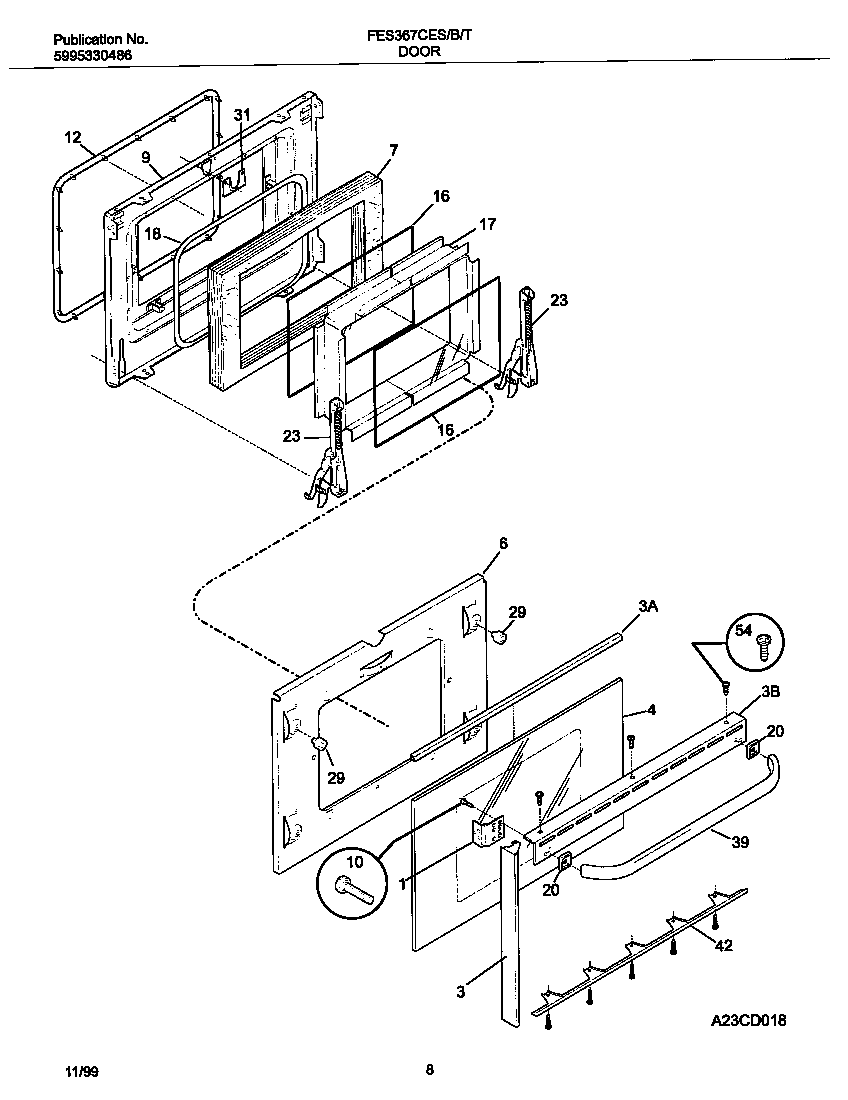 Frigidaire FES367CETF door diagram