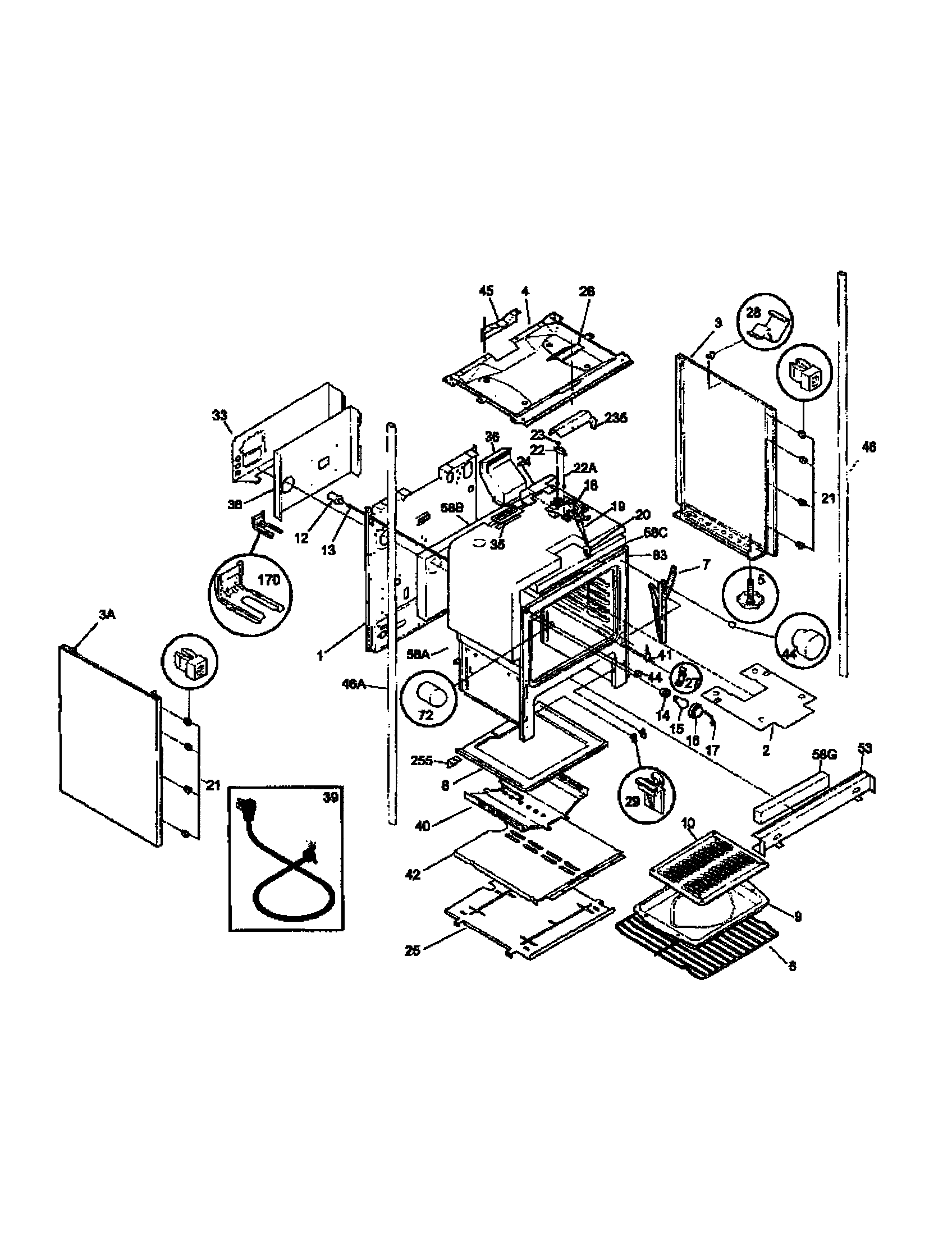 Frigidaire TGO356BFW4 lower body diagram
