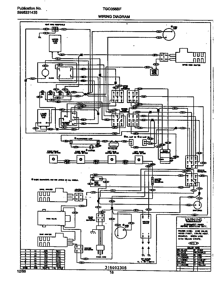 Frigidaire TGO356BFW4 wiring diagram diagram