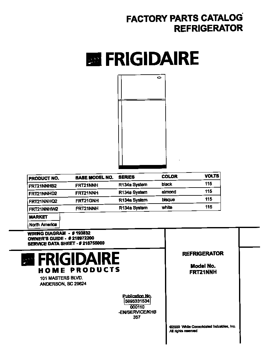 Frigidaire FRT21NNHW2 cover diagram