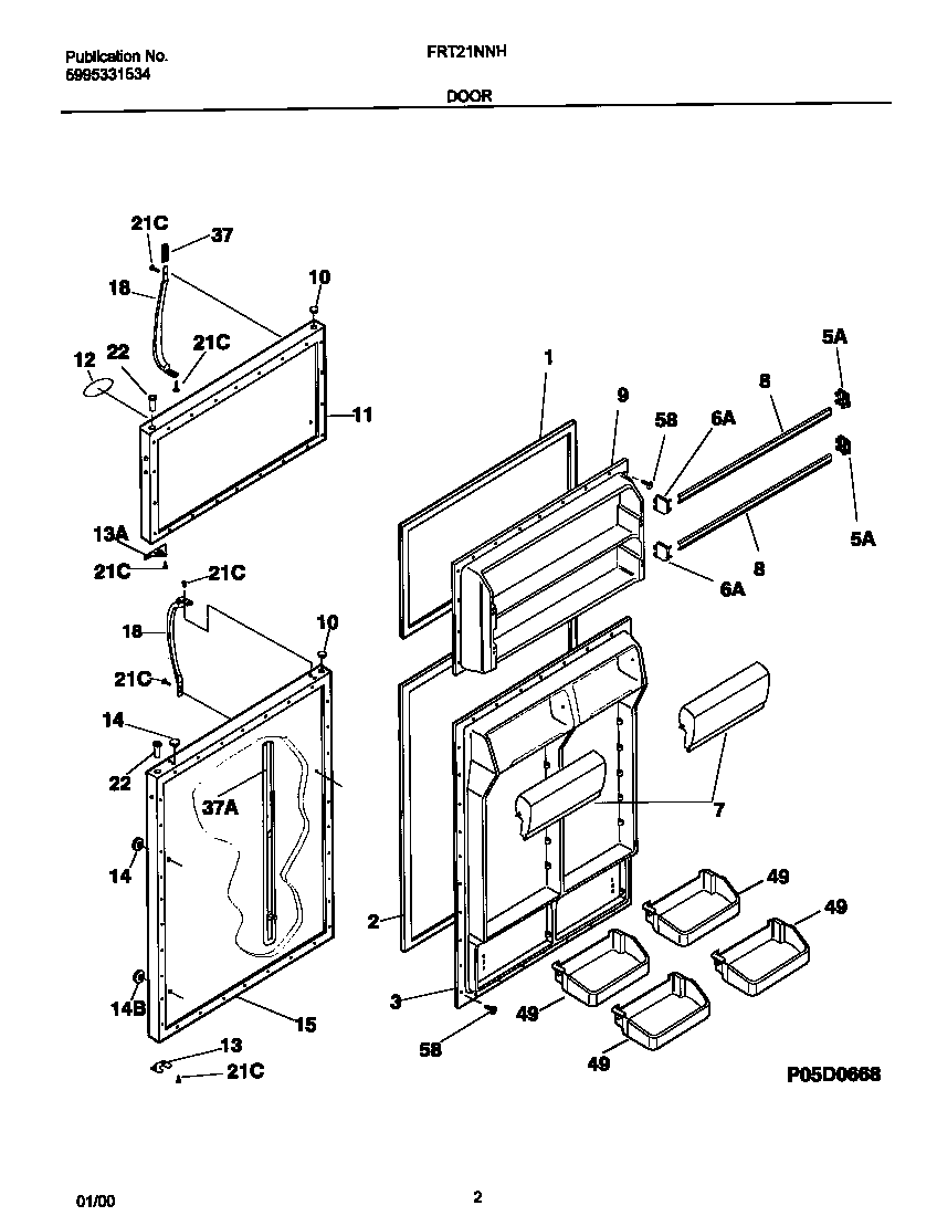 Frigidaire FRT21NNHW2 doors diagram