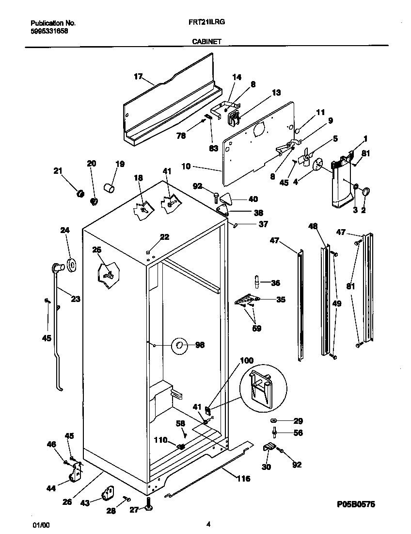 Frigidaire FRT21ILRGD1 cabinet diagram