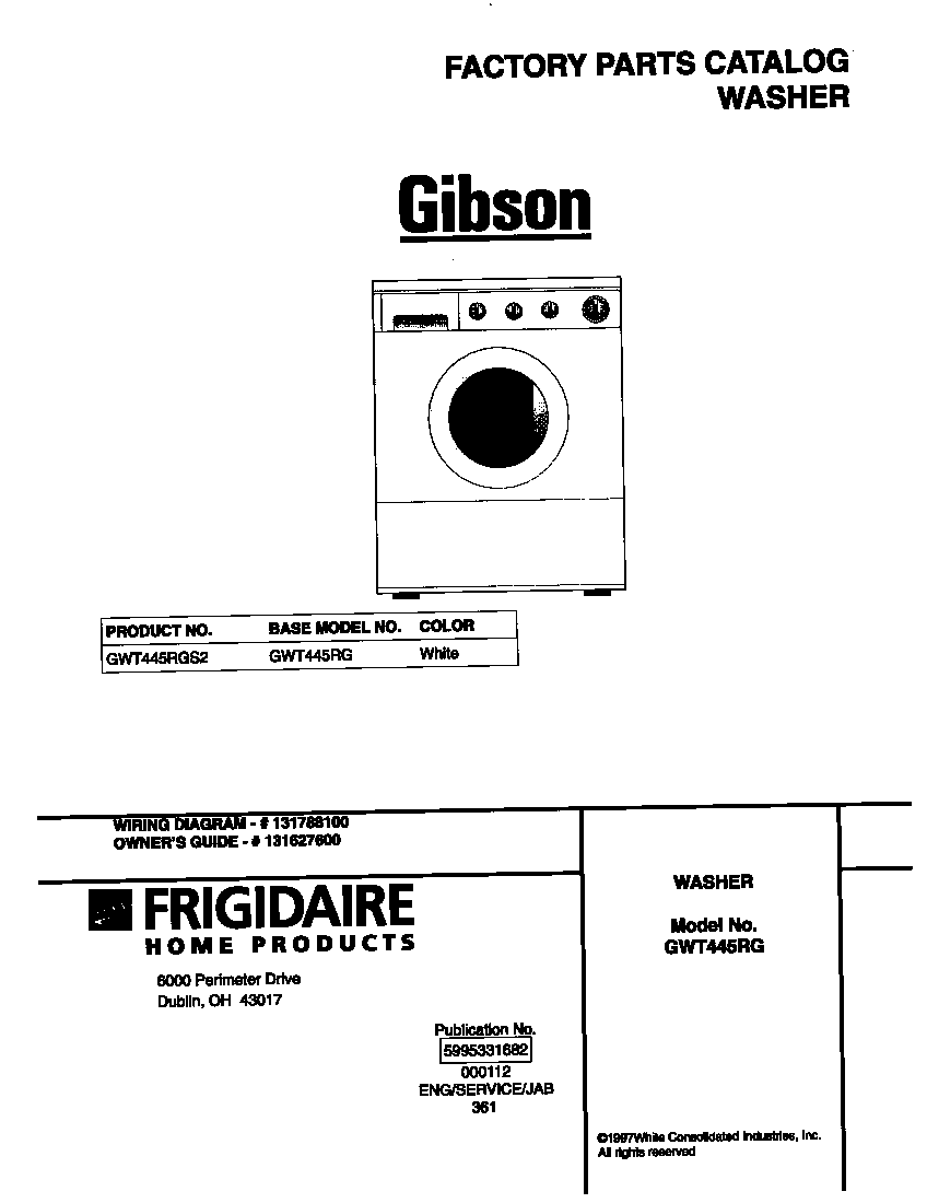 Gibson GWT445RGS2 cover diagram