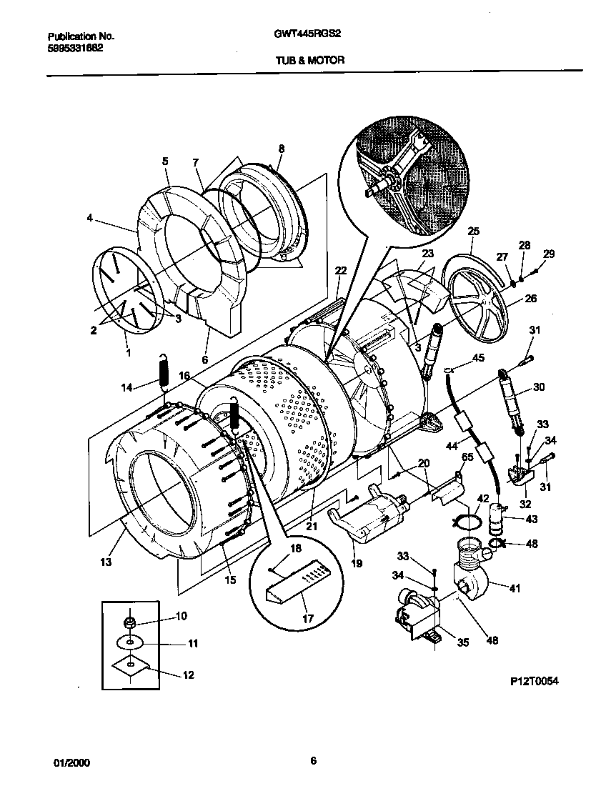Gibson GWT445RGS2 tub and motor diagram