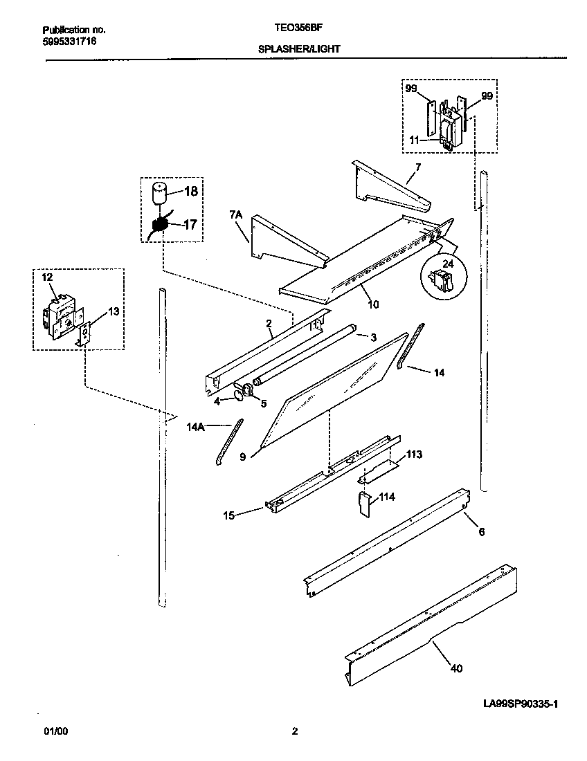 Tappan TEO356BFD3 splasher diagram