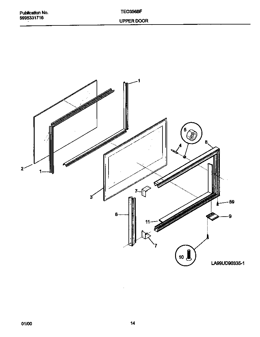 Tappan TEO356BFD3 upper door diagram