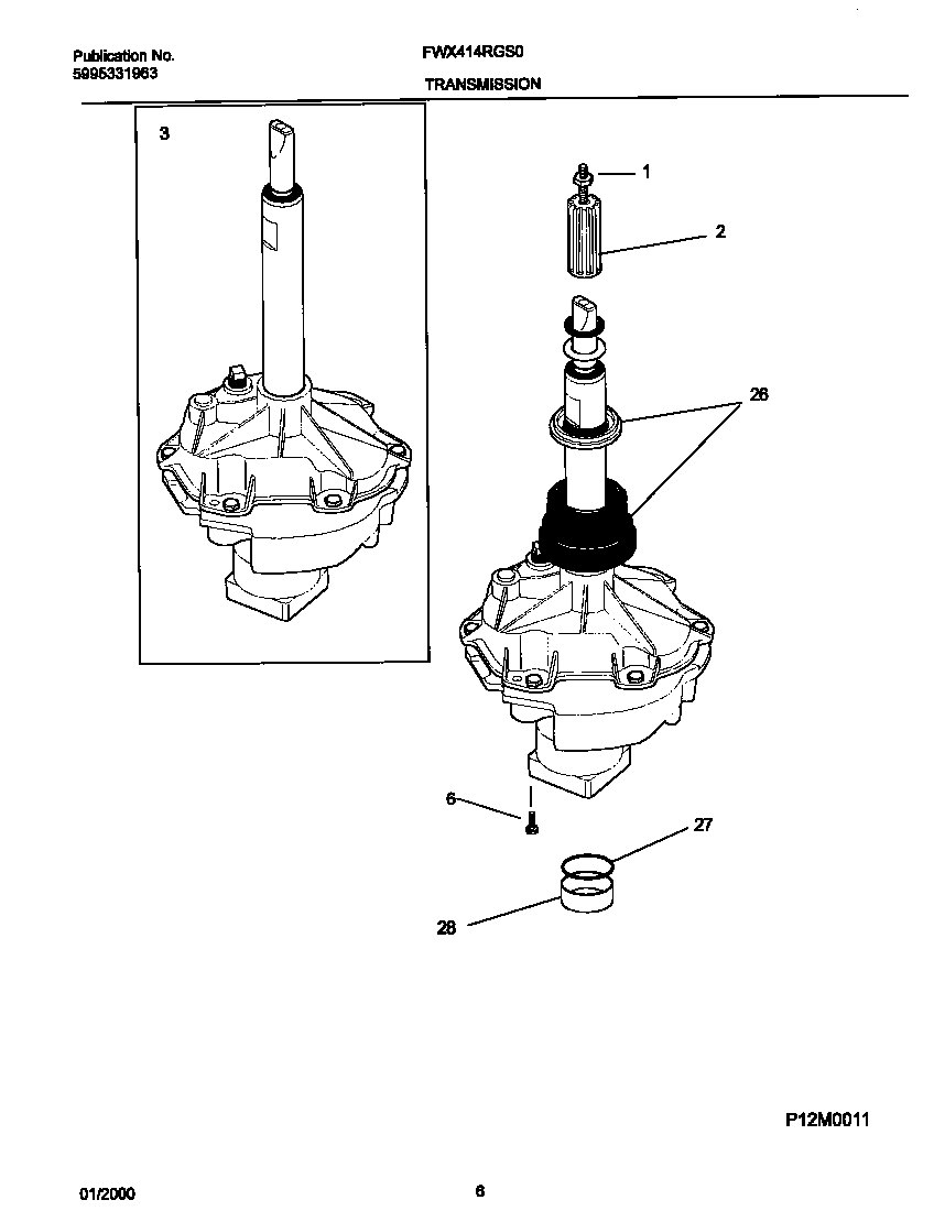 Frigidaire FWX414RGS0 p12m0008 transmission diagram