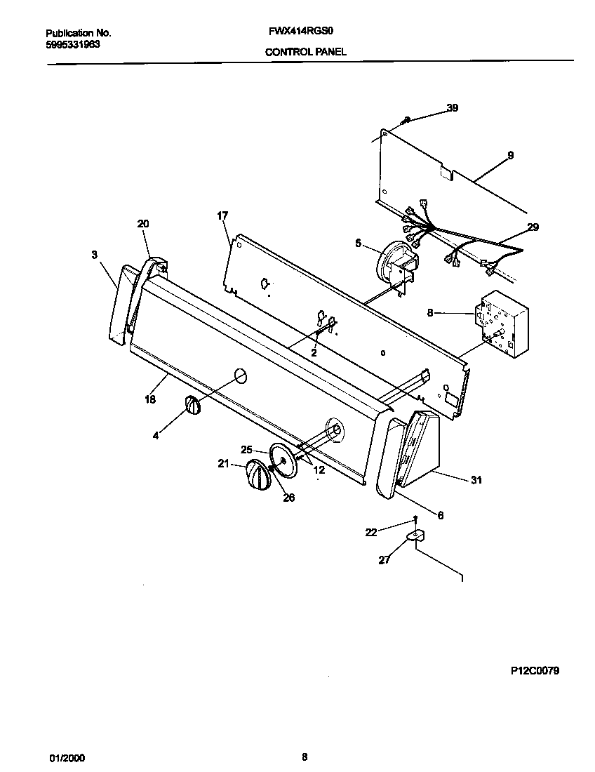 Frigidaire FWX414RGS0 p12c0050 control panel diagram