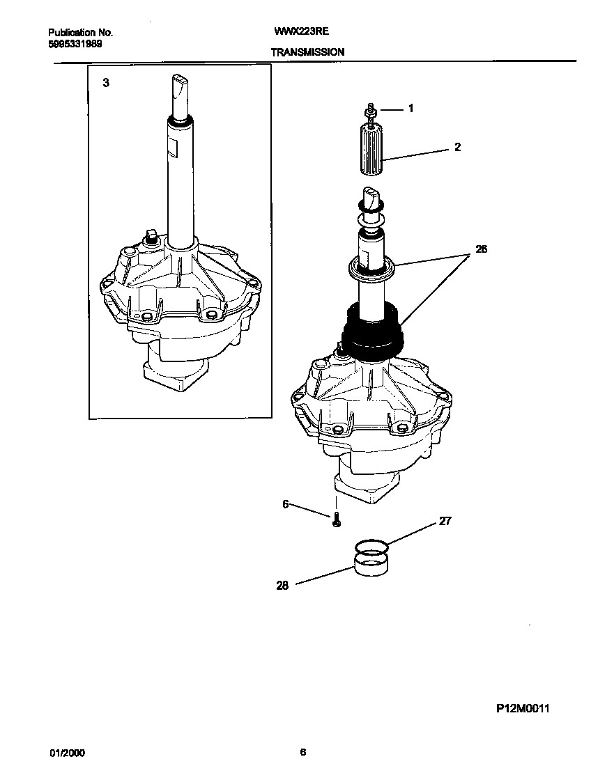 White-Westinghouse WWX223RED0 p12m0008 transmission diagram