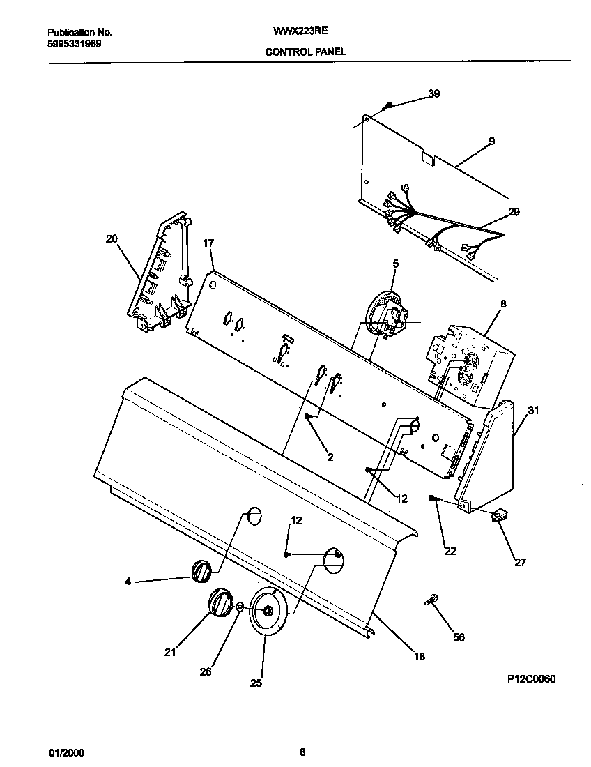 White-Westinghouse WWX223RED0 p12c0050 control panel diagram
