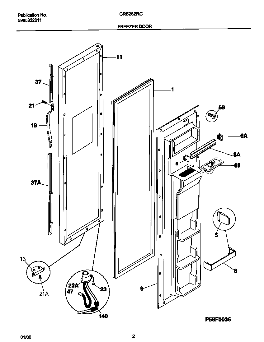 Gibson GRS26ZRGD0 frzr door diagram