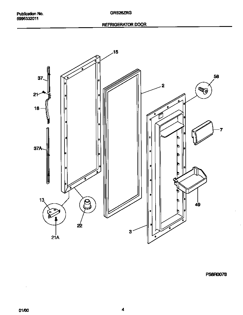 Gibson GRS26ZRGD0 refr door diagram