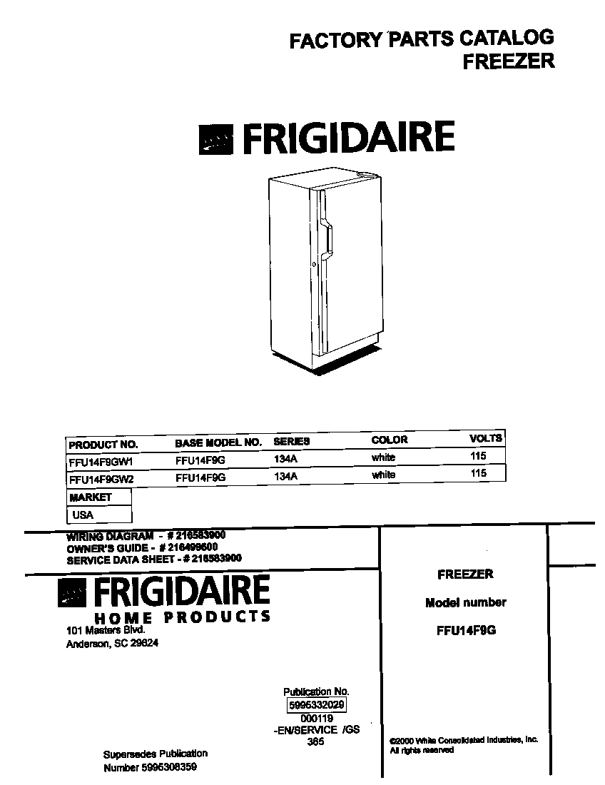 Frigidaire FFU14F9GW1 cover diagram
