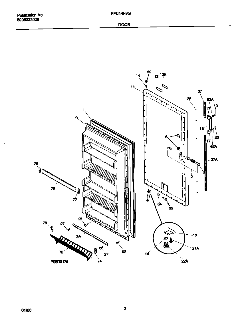 Frigidaire FFU14F9GW1 door diagram
