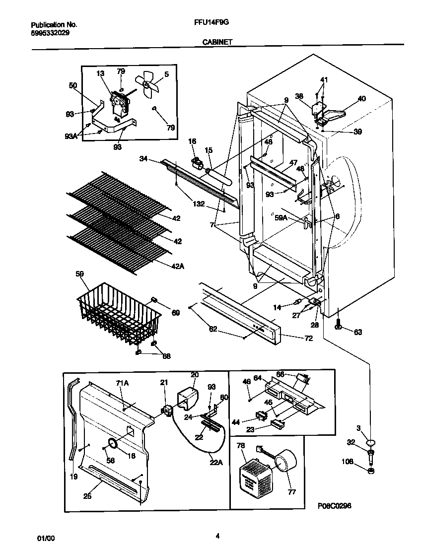 Frigidaire FFU14F9GW1 cabinet diagram