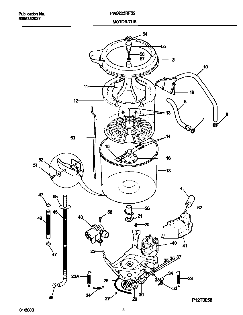 Frigidaire FWS223RFS2 p12t0046 wshr mtr,hose diagram