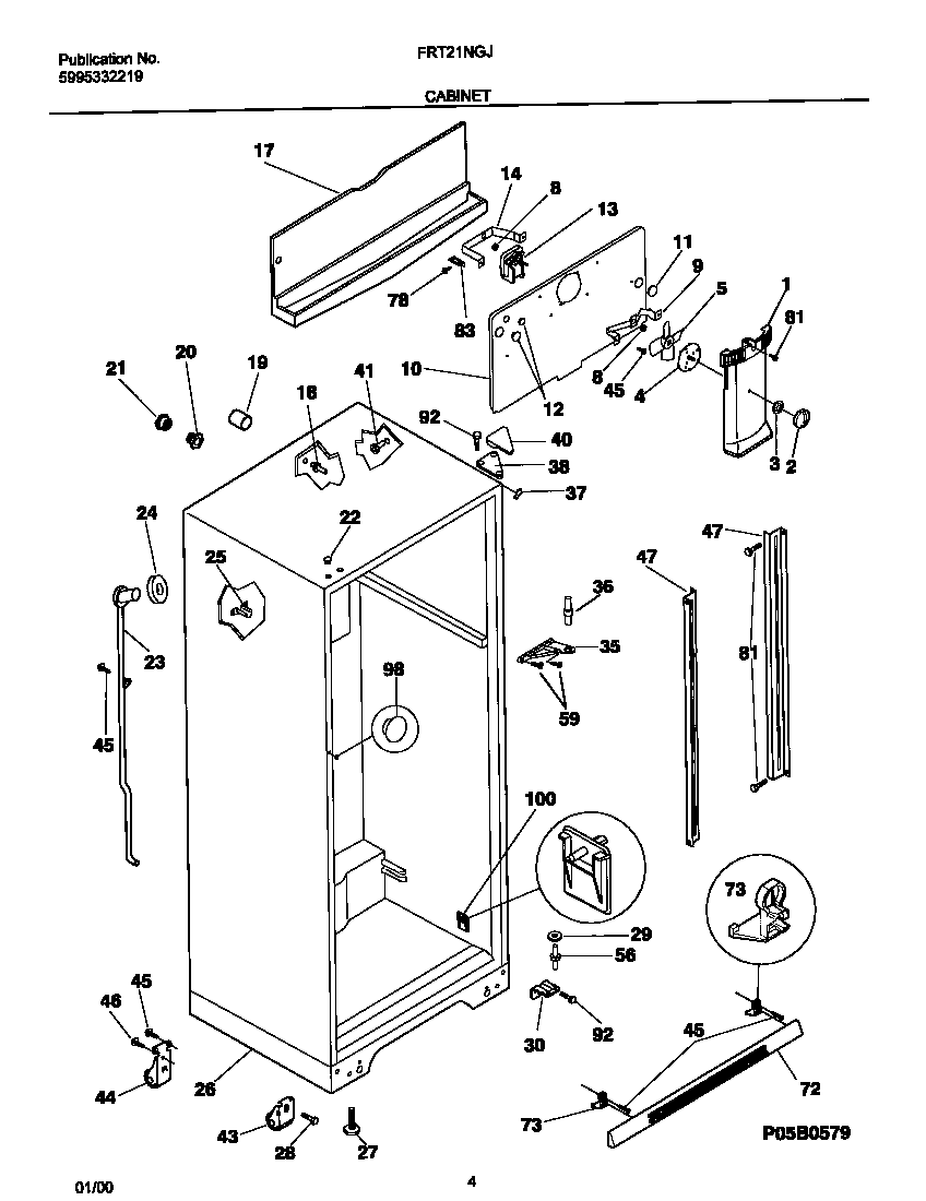 Frigidaire FRT21NGJD0 cabinet diagram