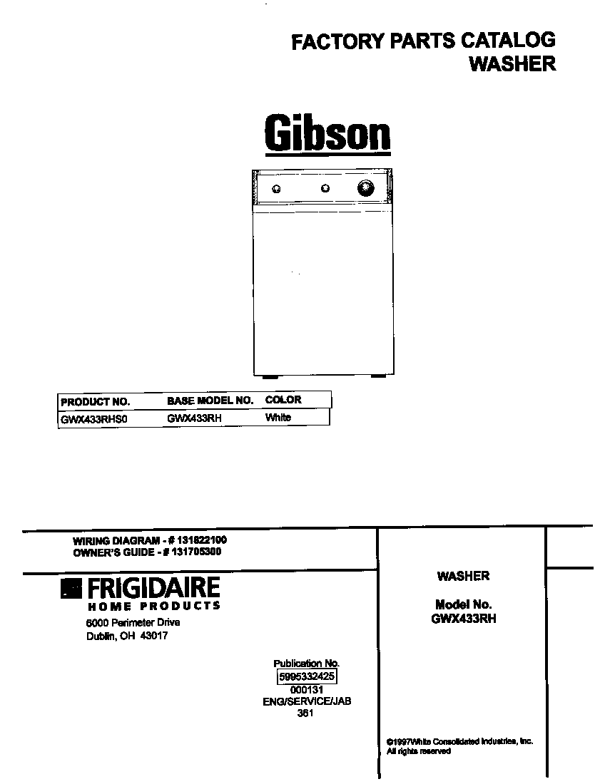 Gibson GWX433RHS0 cover diagram