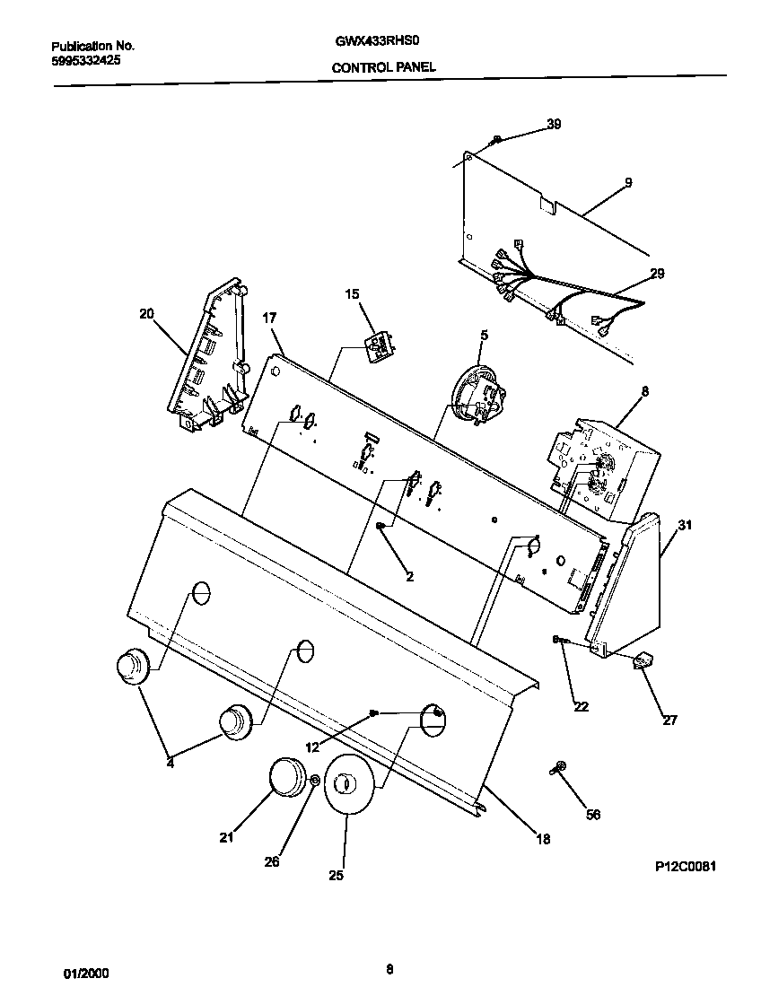 Gibson GWX433RHS0 p12c0081 control panel diagram