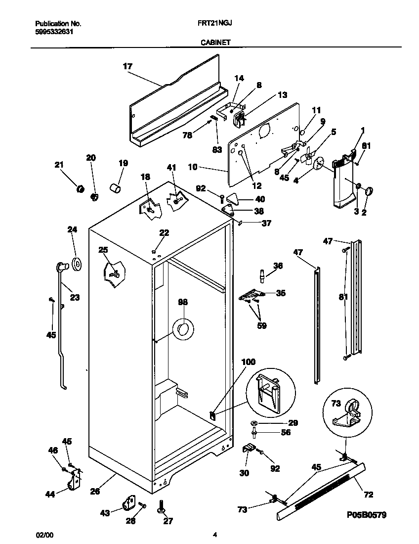 Frigidaire FRT21NGJD2 cabinet diagram