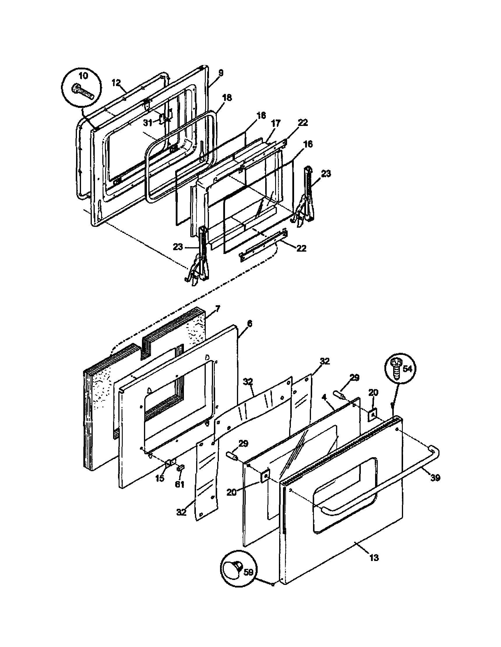 Frigidaire FEB789WCCH door diagram