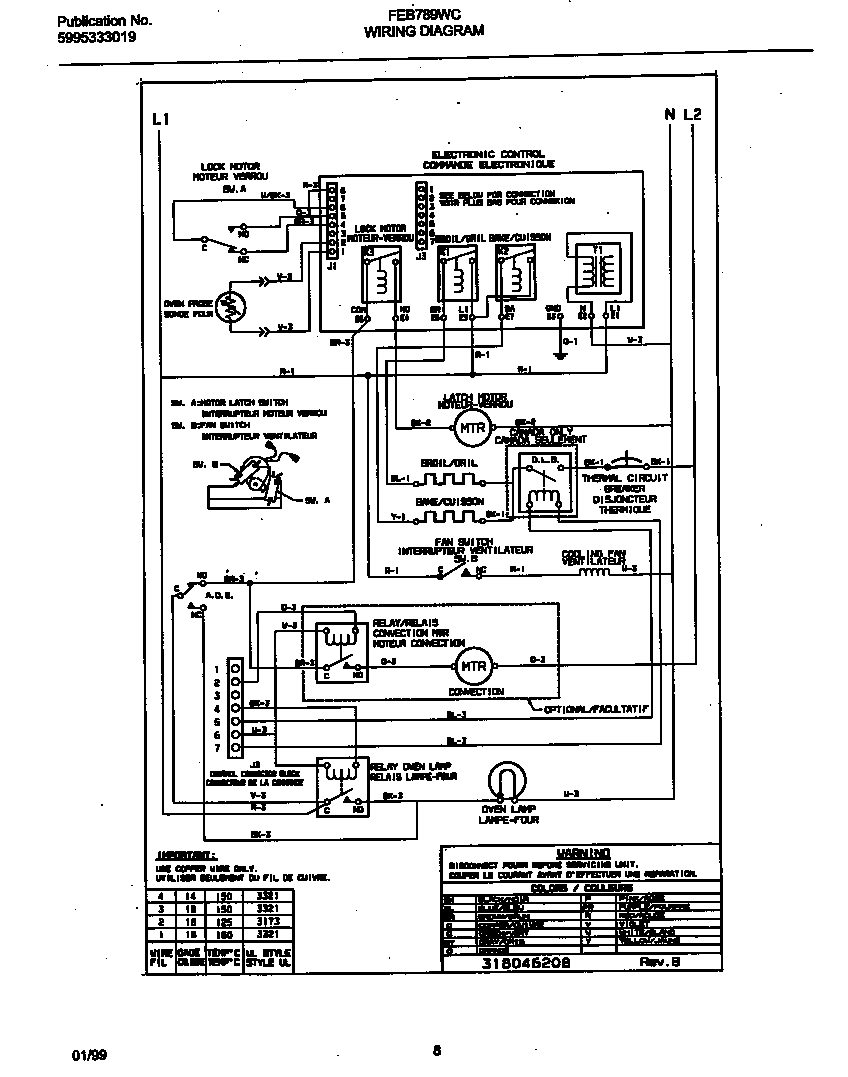 Frigidaire FEB789WCCH wiring diagram diagram