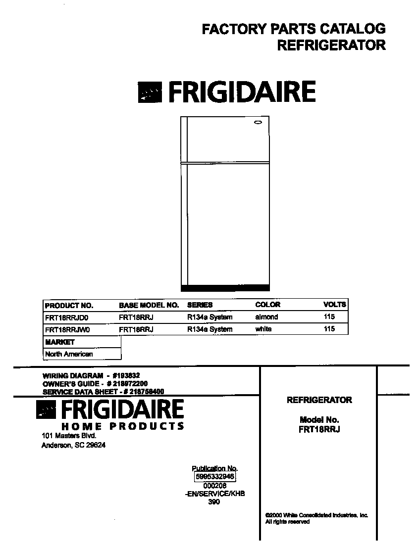 Frigidaire FRT18RRJD0 cover diagram