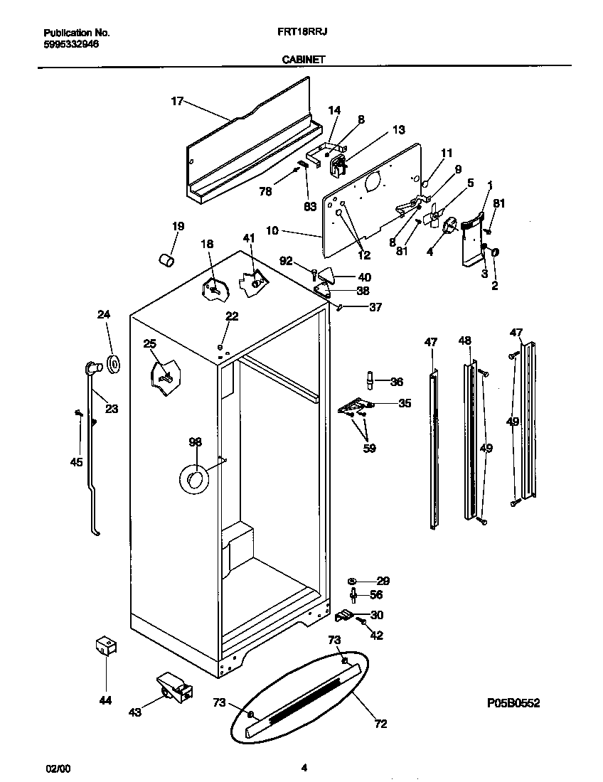 Frigidaire FRT18RRJD0 cabinet diagram