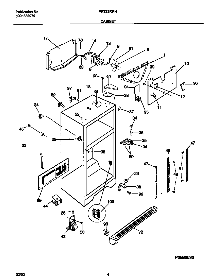 Frigidaire FRT22RRHD2 cabinet diagram