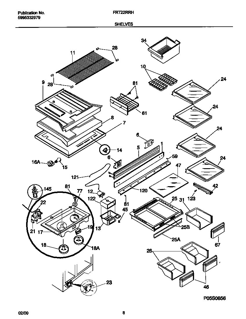Frigidaire FRT22RRHD2 shelves diagram