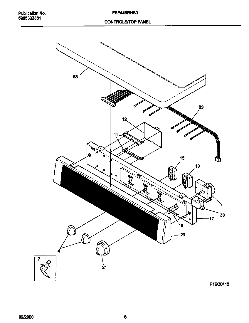 Frigidaire FSE446RHS0 p16c0115 control panel diagram