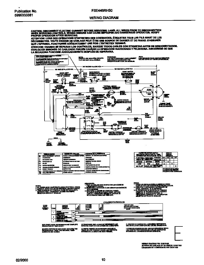 Frigidaire FSE446RHS0 131911100 wiring diagram diagram