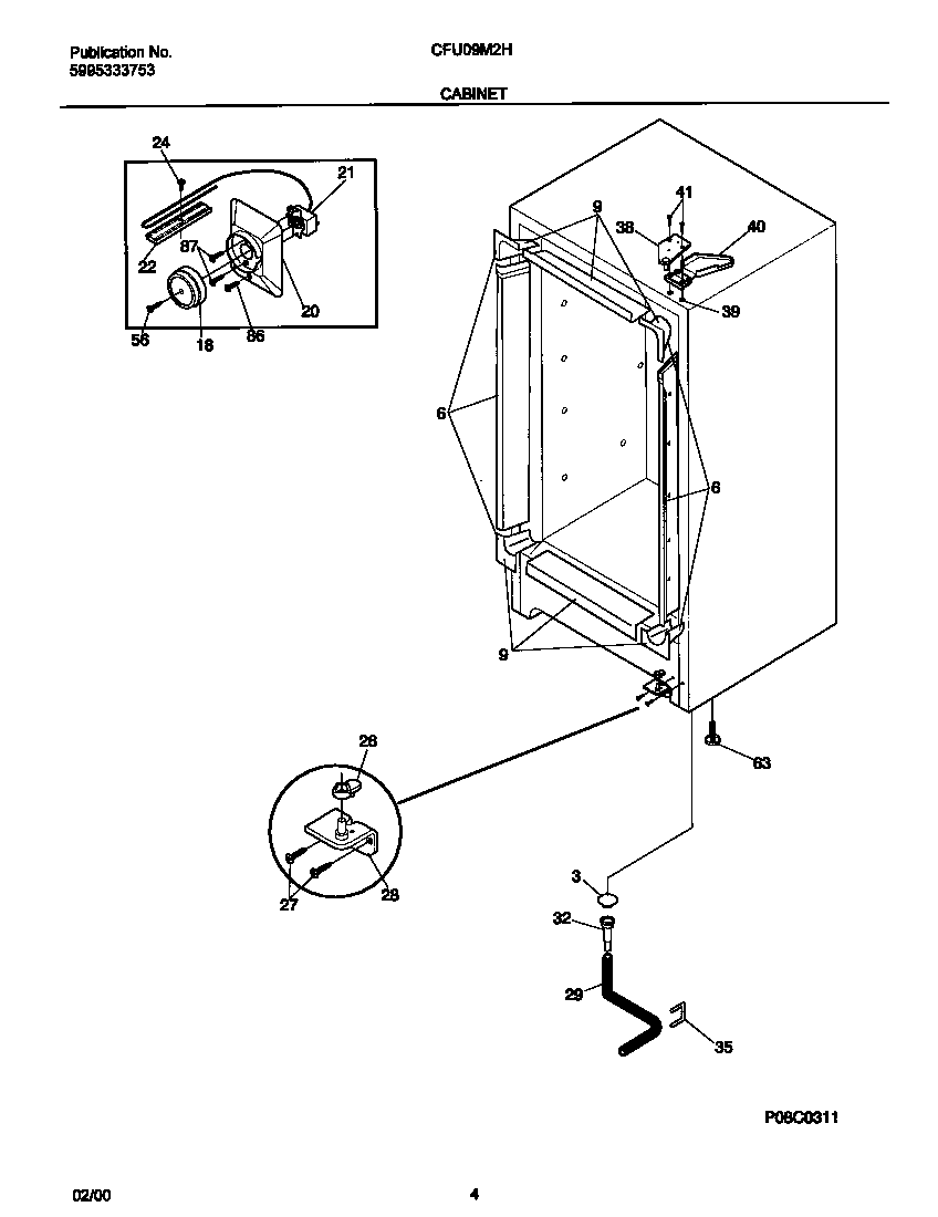 Universal/Multiflex (Frigidaire) CFU09M2HW3 cabinet diagram
