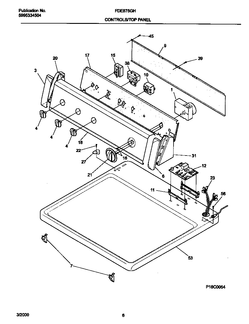 Frigidaire FDE875GHS0 p16c0054 control panel diagram