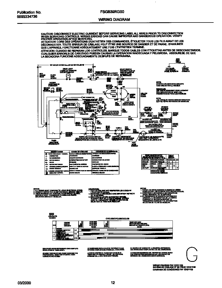 Frigidaire FSGB39RGS0 131911100 wiring diagram diagram
