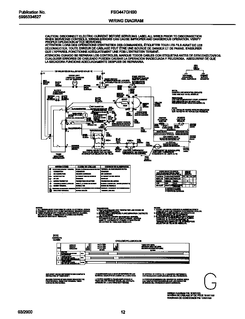 Frigidaire FSG447GHS0 131911100 wiring diagram diagram