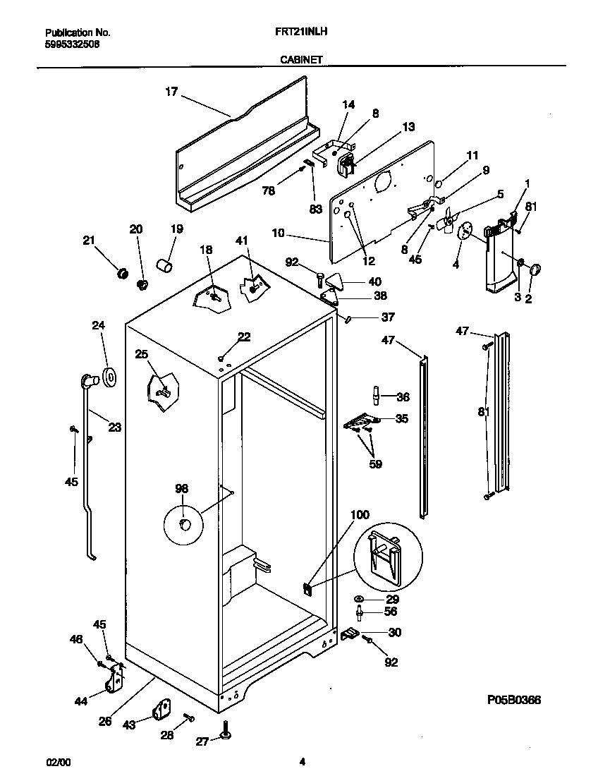 Frigidaire FRT21INLHB3 cabinet diagram