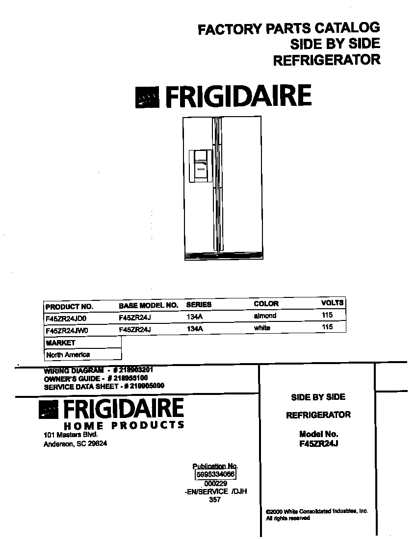Frigidaire F45ZR24JW0 cover diagram