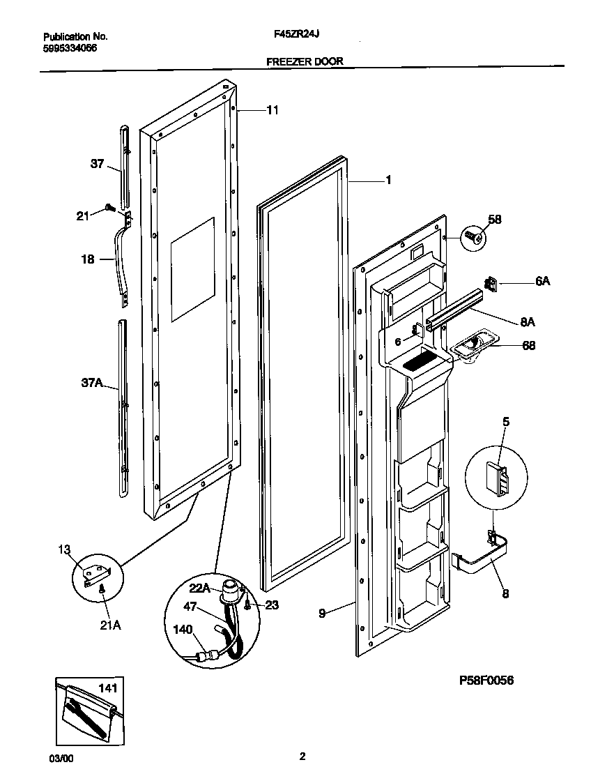 Frigidaire F45ZR24JW0 frzr door diagram