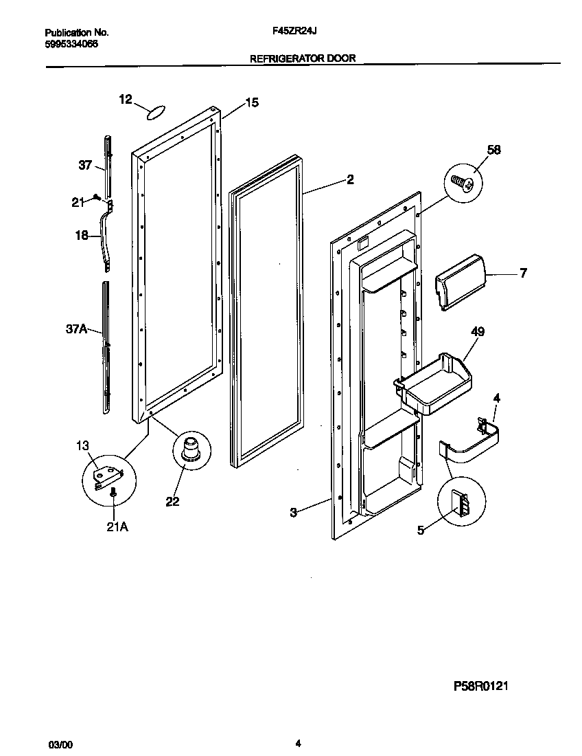 Frigidaire F45ZR24JW0 refr door diagram
