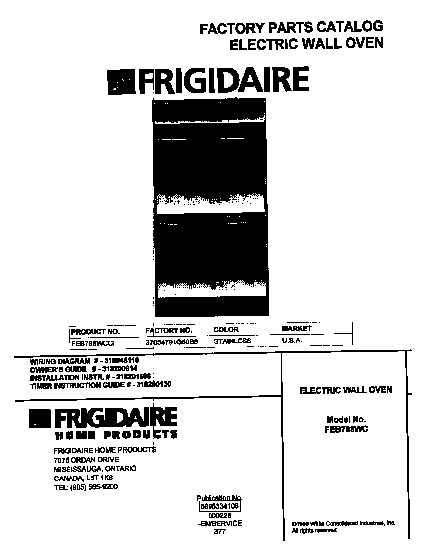 Frigidaire FEB798WCCI cover diagram