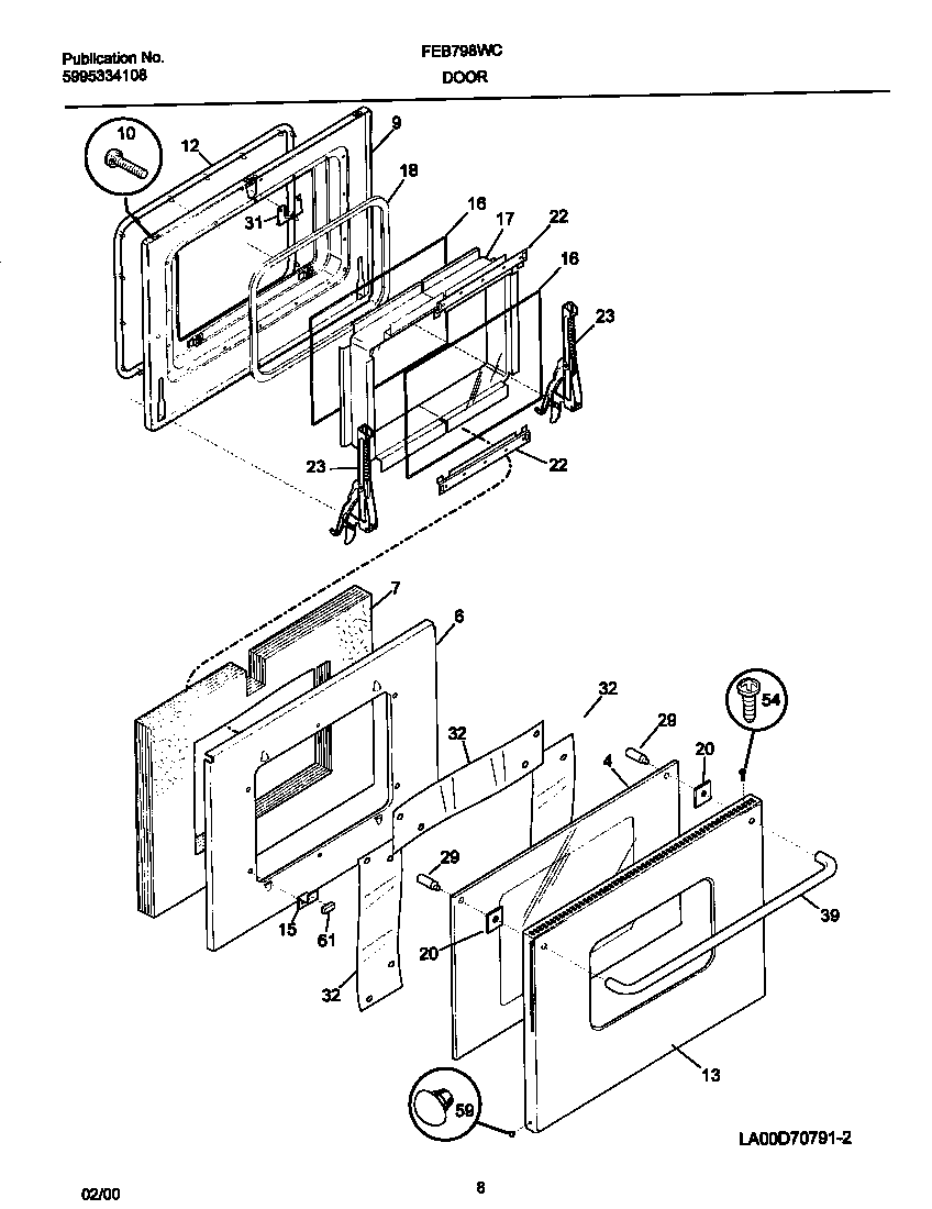 Frigidaire FEB798WCCI door diagram