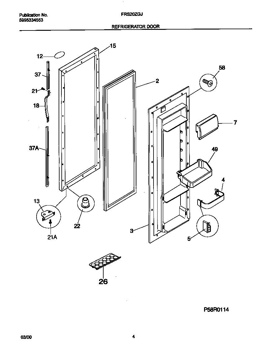 Frigidaire FRS20ZGJW0 refr door diagram