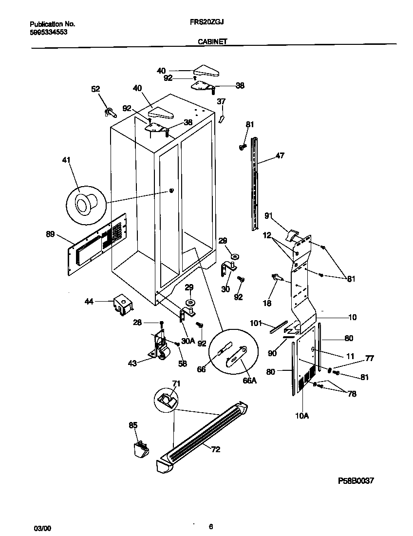 Frigidaire FRS20ZGJW0 cabinet diagram