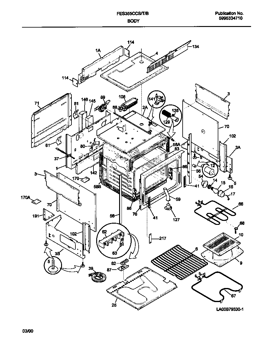 Frigidaire FES355CCTJ body diagram