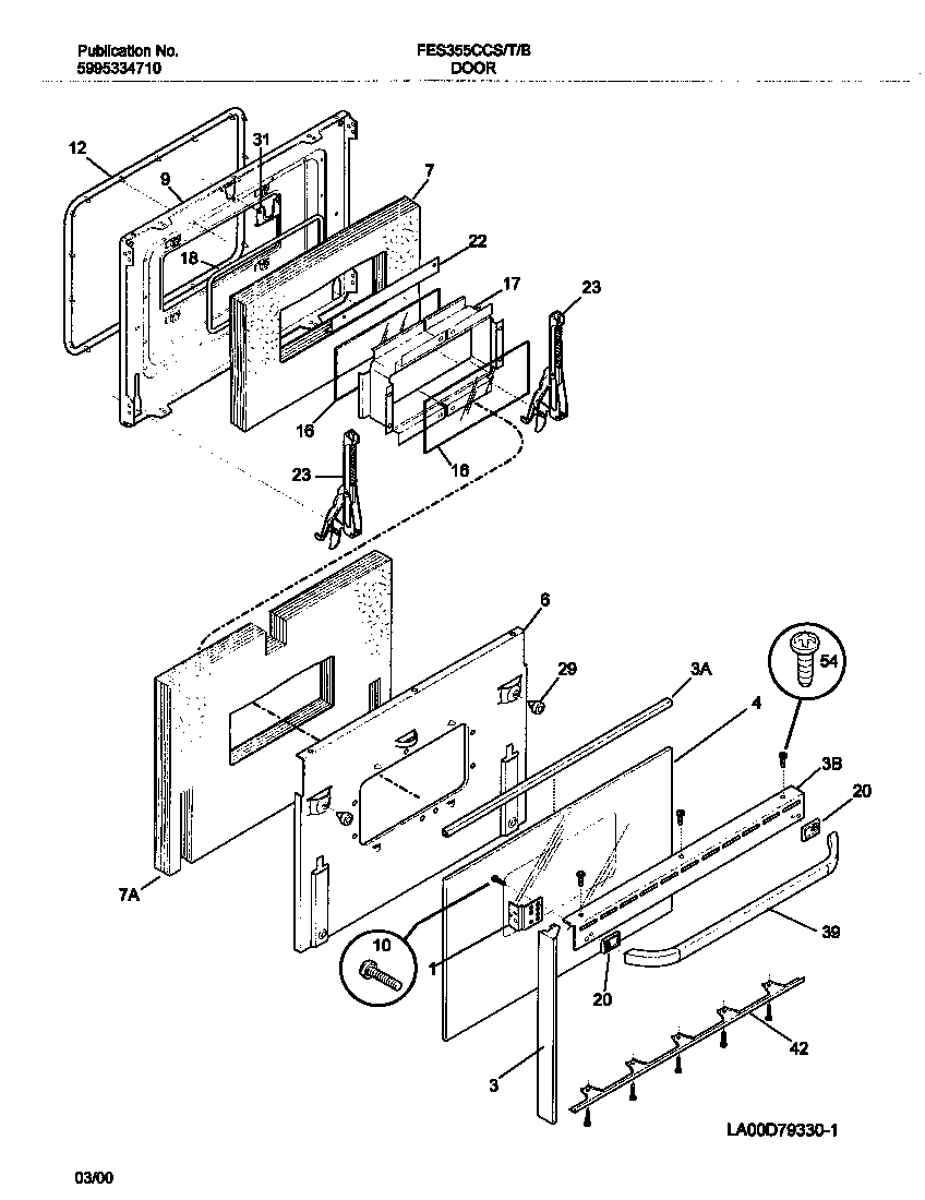 Frigidaire FES355CCTJ door diagram