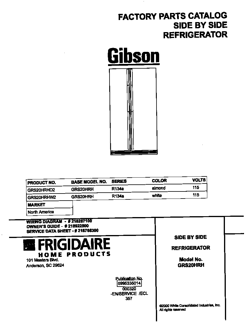 Gibson GRS20HRHD2 cover diagram